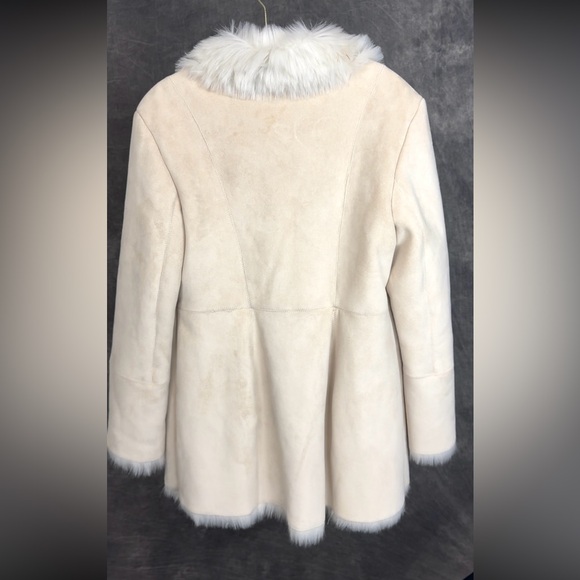 Jones New York Cream Faux Suede Coat w Faux Fur Trim | L - Picture 4 of 6